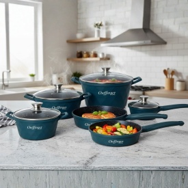 Премиум комплект съдове за готвене Cheffinger – 12 части с мраморно покритие - Img 3