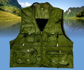 Рибарска жилетка в зелено, размери 2XL/3XL, с много джобове - Img 3
