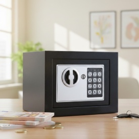  Електронен сейф с кодова клавиатура и резервен ключ – 4.6L надеждна защита за вашите ценности