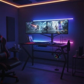 Геймърско компютърно бюро с RGB LED осветление 