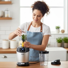 Мощен нутри блендер Oliver Voltz – 1200W, LED дисплей и 2 кани за смути (1000 ml / 800 ml)