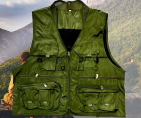 Рибарска жилетка в зелено, размери 2XL/3XL, с много джобове - Img 4