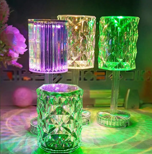 LED RGB сензорна настолна кристална лампа с функция за 16 цвята и дистанционно управление - Img 6