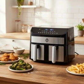 Двоен Air Fryer Queen KK-A02 – 7L, 2400W за здравословно и бързо готвене