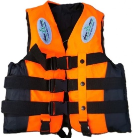 Детска спасителна жилетка с регулиращи колани и свирка в два размера