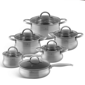 Комплект тенджери EDENBERG EB‑2420M – 12 части от неръждаема стомана с многослойно дъно