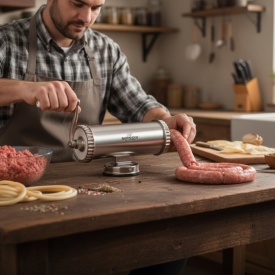 Със здрава стоманена конструкция и хоризонтален дизайн, пълначката осигурява максимална стабилност и контрол, като елиминира проблемите с разливането и неравномерното пълнене.