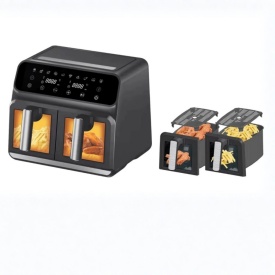 Двоен фритюрник Air Fryer, работещ без олио, 8L, цифров дисплей - Img 4