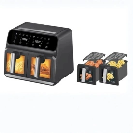 Двоен фритюрник Air Fryer, работещ без олио, 8L, цифров дисплей - Img 4