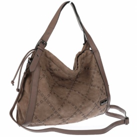 Елегантна Дамска Чанта от Еко Велур и Кожа – Модерен и Практичен Аксесоар (Бордо)