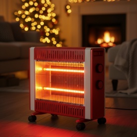 Кварцов отоплител 1500W с 2 степени и мобилни колелца – бързо и безопасно затопляне