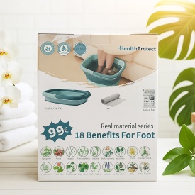 Комплект за Детокс и Релакс на Краката – 20 Сашета с 18 Билки + Сгъваем СПА Леген