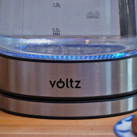Светеща електрическа кана Voltz V51230E, 2200W, 1.7 литра - стъклена