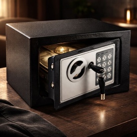  Електронен сейф с кодова клавиатура и резервен ключ – 4.6L надеждна защита за вашите ценности