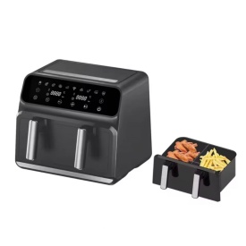 Двоен фритюрник Air Fryer, работещ без олио, 8L, цифров дисплей