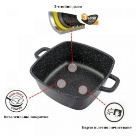 Комплект тенджери – Cheffinger от 3 части с мраморно покритие и капаци - Img 2