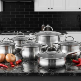 Комплект тенджери EDENBERG EB‑2420M – 12 части от неръждаема стомана с многослойно дъно