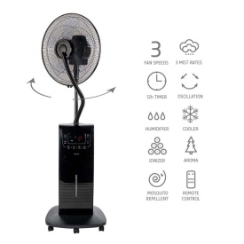 Мултифункционален вентилатор с водна мъгла Diplomat DX-77 PHANTOM 7in1, 16", 90W, LED, с дистанционно управление
