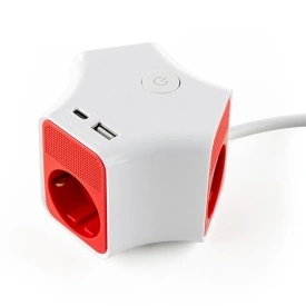 Разклонител Muhler с ключ и 3 гнезда + 2 USB порта тип A и C - надеждност и удобство