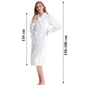 Дамски хотелски халат, класически, удобен, топъл, с връзки, мек,  бял