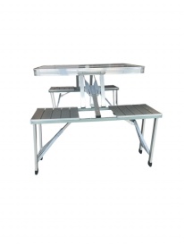 Комплект сгъваема маса с 4 вградени стола – идеален за къмпинг, риболов, пикник и туризъм