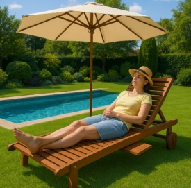 Шезлонг Muhler Meranti – Елегантност и комфорт от естествено дърво