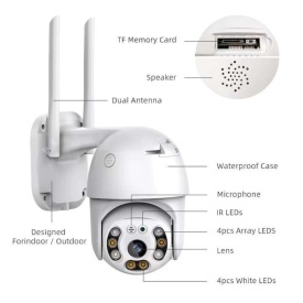 WIFI камера за видеонаблюдение, 8 MP 2160p, външно/вътрешно, 4x увеличение, въртене - Img 2