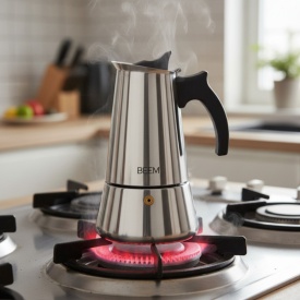 Еспресо кафеварка BEEM Classic Selection – 4 чаши, неръждаема стомана