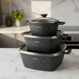 Комплект тенджери – Cheffinger от 3 части с мраморно покритие и капаци - Img 6