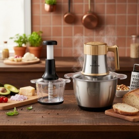 Многофункционален електрически кухненски чопър Beyers BH-2880 + подарък ръчен чопър с 3L стъклена купа - Img 3