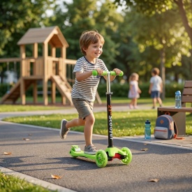 Детска сгъваема тротинетка 21st Scooter със светещи силиконови колела - Img 1
