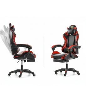 Ергономичен геймърски стол с поставка за крака