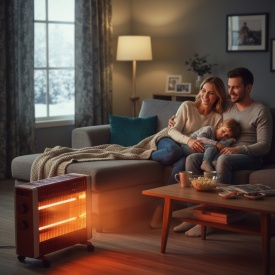 Кварцов отоплител 1500W с 2 степени и мобилни колелца – бързо и безопасно затопляне