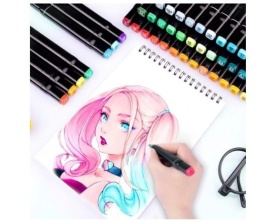 Комплект от маркери с алкохолна основа с две страни и калъф за съхранение - 48бр/60бр/80бр.