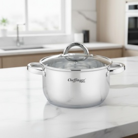 Тенджери от неръждаема стомана Cheffinger с индукционно дъно и стъклен капак 3,9L., 6,5L. и 10L. - Img 4