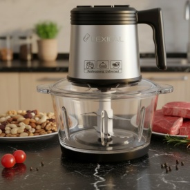 Електрически чопър Lexical LCH‑1956 – 300W, 2 л, 6 титаниеви ножа и стъклена купа