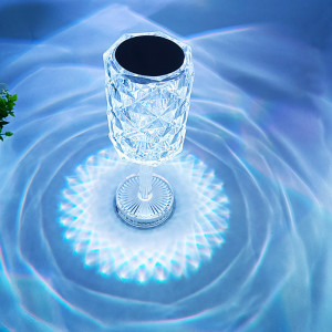 LED RGB сензорна настолна кристална лампа с функция за 16 цвята и дистанционно управление - Img 1