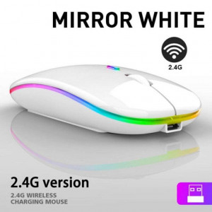 Безжична мишка в бяло, черно и розово - MS6 BT+2.4G MS6 - Img 3