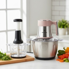 Многофункционален електрически кухненски чопър Beyers BH-2880 + подарък ръчен чопър с 3L стъклена купа - Img 4