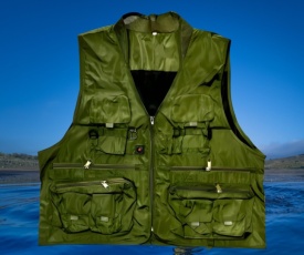 Рибарска жилетка в зелено, размери 2XL/3XL, с много джобове - Img 2