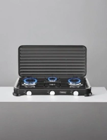Троен газов котлон Rosberg с капак – 30 mbar, 2 x 2.2 kWh + 1 x 1 kWh
