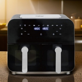 Двоен фритюрник с горещ въздух Cheffinger – 9 L, дигитален дисплей и 360° циркулация