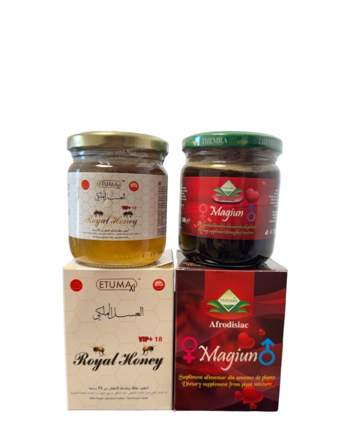 Pachet promo : 1 Magiun Afrodisiac ROYAL HONEY 240 g + 1 magiun Magiun Themra 240 g