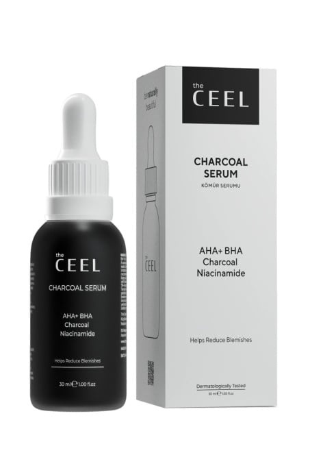 The Ceel Ser facial anti-imperfecțiuni cu Cărbune Activ, AHA, BHA și Niacinamidă – detoxifiant, exfoliant, purificator, pentru ten mixt, gras și acneic – 30 ml