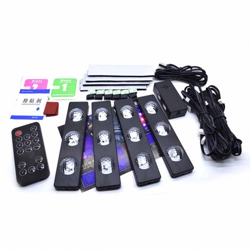 Set lumini ambientale Starlight RGB cu telecomanda 7 lumini A12