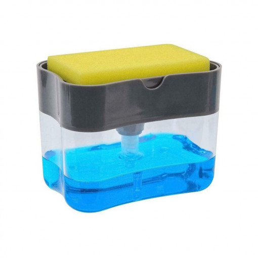 Set Dozator/Dispenser Detergent Lichid de Vase 2 in 1, Burete si Suport Inclus, Rezervor 380ml