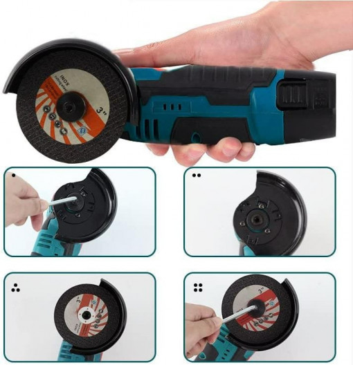 Mini Polizor Unghiular Electric cu 1 Acumulatori,Flex Portabil, 12V, Disc 76MM