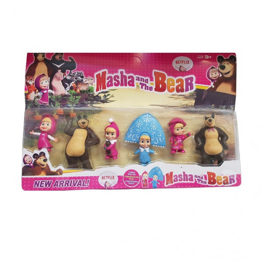 Set figurine, Didutzu Toys, Masha si Ursul, 6 buc