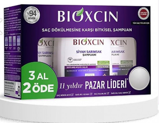 Sampon cu usturoi negru Bioxcin 3x300 Ml - Sampon impotriva caderii parului - Img 1