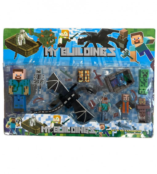 Set 9 figurine si piese Minecraft cu cuburi si dragon, +3 an - Img 1